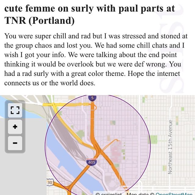 User-uploaded image for Missed Connections Ride